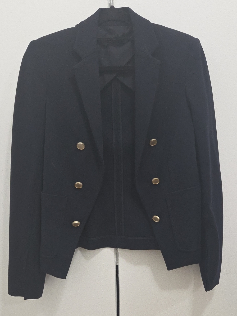 Theory Black Double-Breasted Women's Blazer with Gold Buttons